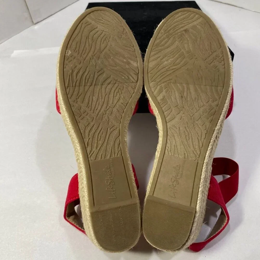 LifeStride Velocity 2.0 Red Espadrille Wedge Sandals — Women’s 6.5